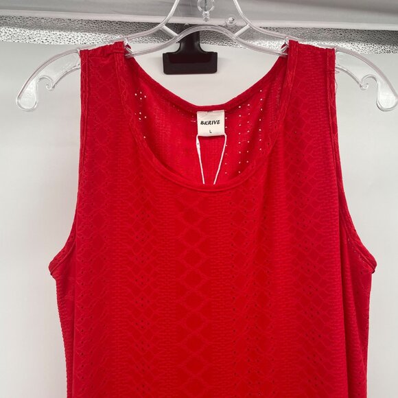 BKRIVE Womens Sleeveless Shift Dress Textured Red Size Large New Pockets - Picture 2 of 9